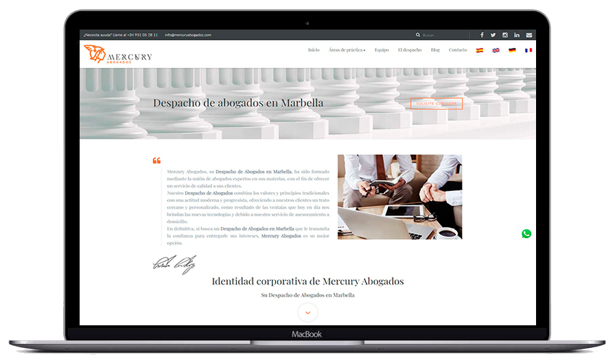 diseño web mercury abogados - webstalia marketing - diseño web en toledo - posicionamiento seo